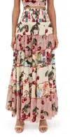 Camilla Silk Shirred Waist Tiered Circle Skirt Notes From The Road In Multi