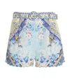 Camilla Hemline Shorts With Floral Pattern And Belt In Blue
