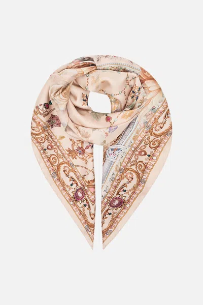 Camilla Silk Square Scarf Adorned In Antiquity In Neutral