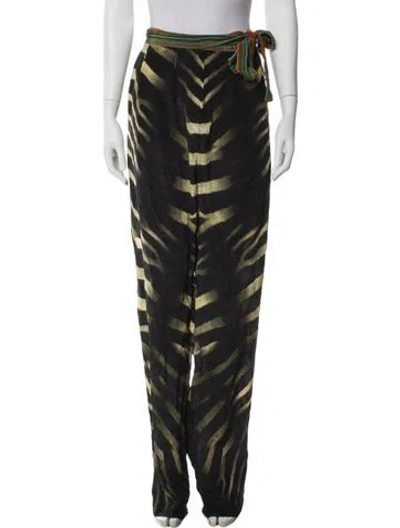 Pre-owned Camilla Silk Straight Leg Pants In Green