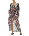 Camilla Silk Swim Cover-up Kaftan In Midnight In Monserrate