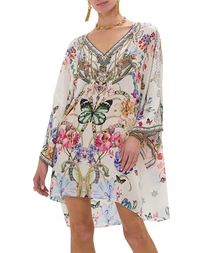 Camilla Silk Swim Cover-up Kaftan In Monserrate Magic