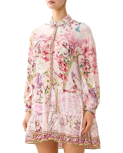 Camilla Silk Tiered Mini Dress In White