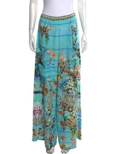Pre-owned Camilla Silk Wide Leg Pants In Blue