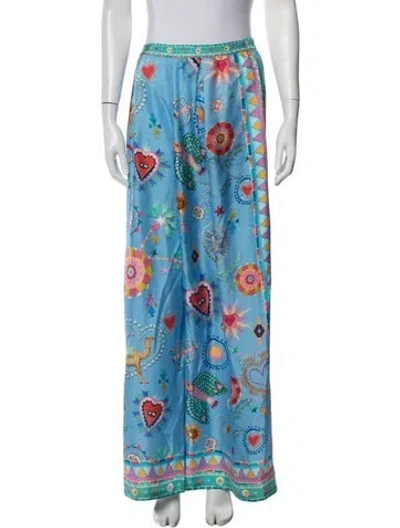 Pre-owned Camilla Silk Wide Leg Pants In Blue