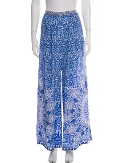 Pre-owned Camilla Silk Wide Leg Pants In Blue