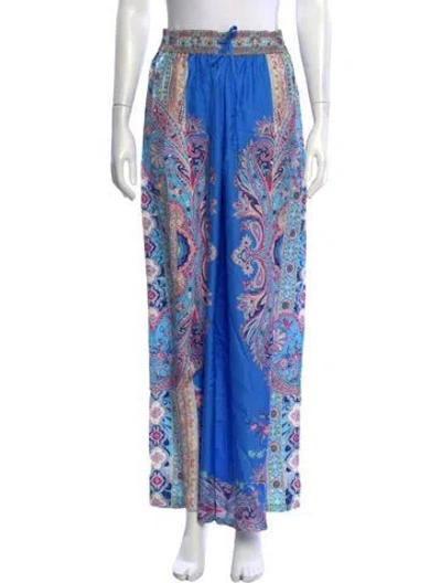 Pre-owned Camilla Silk Wide Leg Pants In Blue