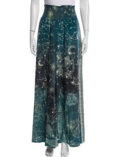Pre-owned Camilla Silk Wide Leg Pants In Blue