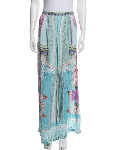 Pre-owned Camilla Silk Wide Leg Pants In Blue