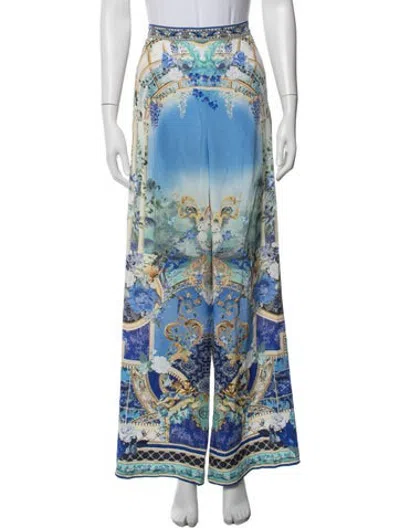 Pre-owned Camilla Silk Wide Leg Pants In Blue