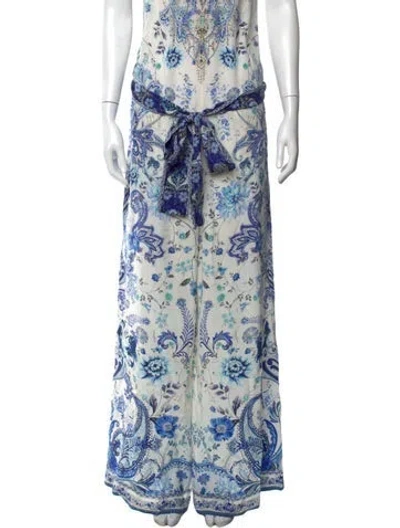 Pre-owned Camilla Silk Wide Leg Pants In Blue/metallic