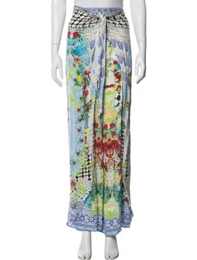 Pre-owned Camilla Silk Wide Leg Pants In Blue/neutrals/pink