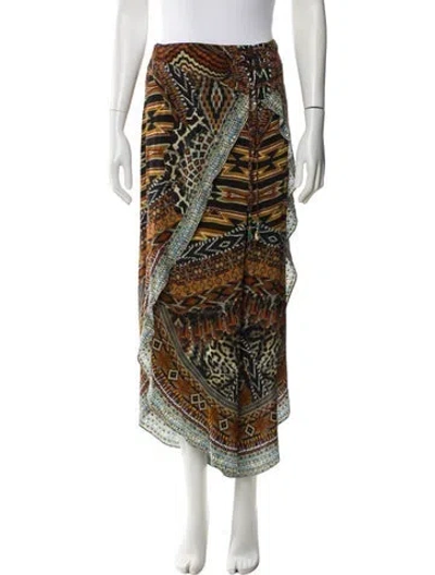 Pre-owned Camilla Silk Wide Leg Pants In Brown