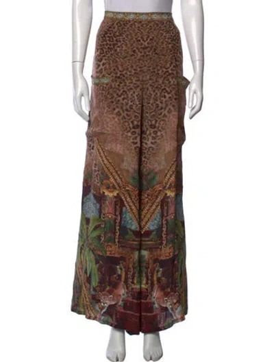 Pre-owned Camilla Silk Wide Leg Pants In Brown