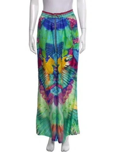 Pre-owned Camilla Silk Wide Leg Pants In Green