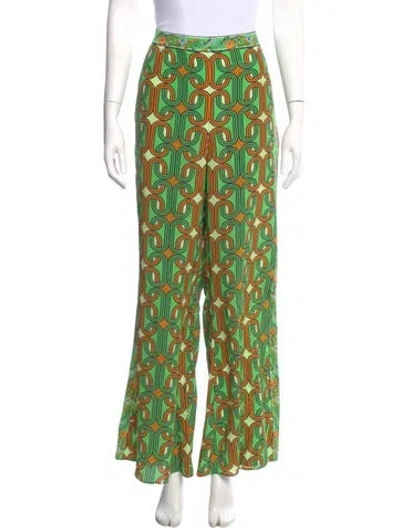 Pre-owned Camilla Silk Wide Leg Pants In Green