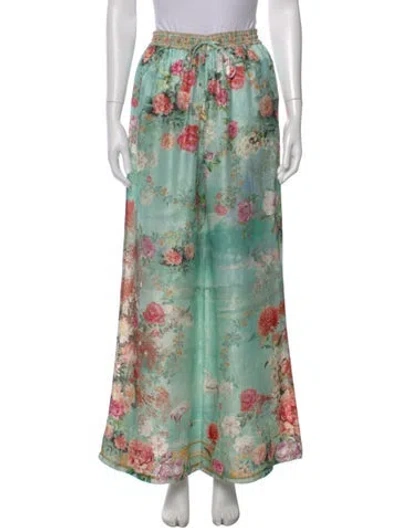 Pre-owned Camilla Silk Wide Leg Pants In Green