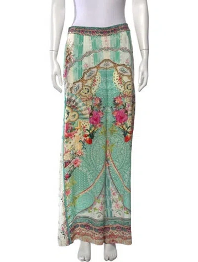 Pre-owned Camilla Silk Wide Leg Pants In Green