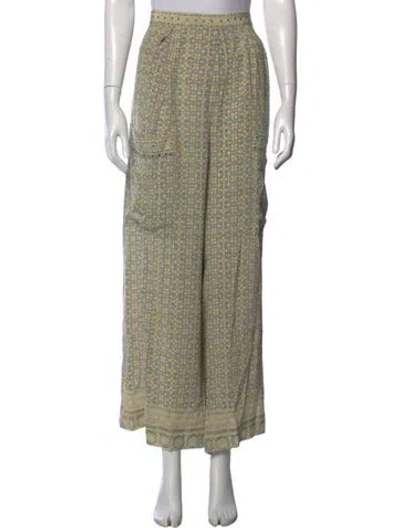 Pre-owned Camilla Silk Wide Leg Pants In Green