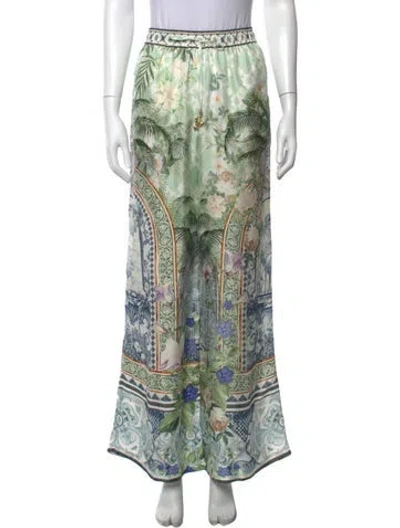 Pre-owned Camilla Silk Wide Leg Pants In Green