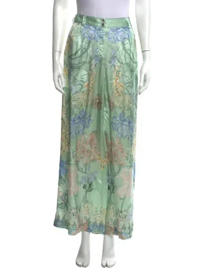 Pre-owned Camilla Silk Wide Leg Pants In Green
