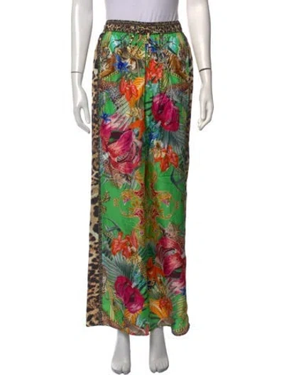 Pre-owned Camilla Silk Wide Leg Pants In Green