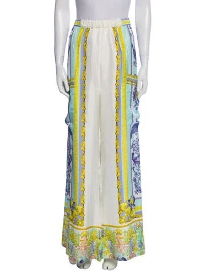 Pre-owned Camilla Silk Wide Leg Pants In White