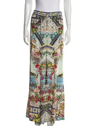 Pre-owned Camilla Silk Wide Leg Pants In White