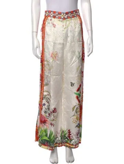 Pre-owned Camilla Silk Wide Leg Pants In White