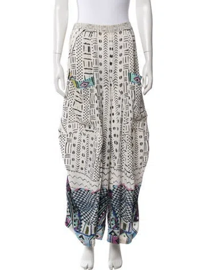 Pre-owned Camilla Silk Wide Leg Pants In White