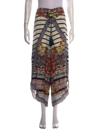 Pre-owned Camilla Silk Wide Leg Pants In White