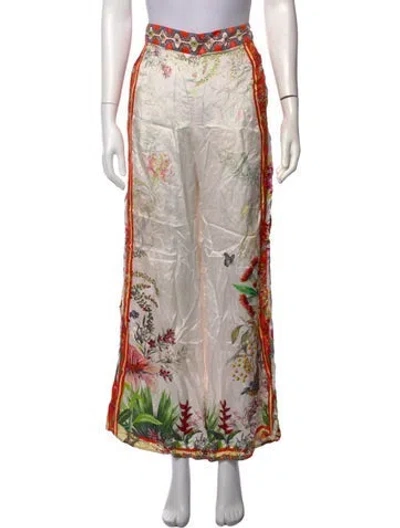 Pre-owned Camilla Silk Wide Leg Pants In White