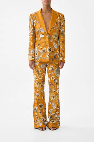 Camilla Single Breasted Peak Collar Blazer Talismans Of Turkiye In Multi