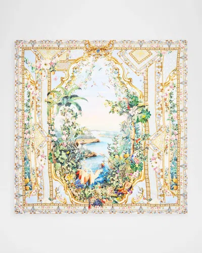 Camilla Sisi Society Large Crystalled Silk Scarf In Multi
