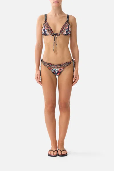 Camilla Skimpy Bikini Bottom With Ruched Edges Daughters Of Duende In Multi