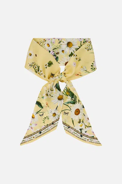 Camilla Skinny Neck Scarf Daisy Chains In Yellow