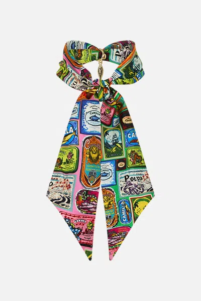 Camilla Skinny Neck Scarf With Trinket Salty Splendour In Multi