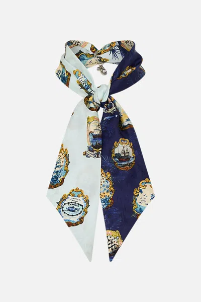Camilla Skinny Neck Scarf With Trinket Song Of Saint Anthony In Blue