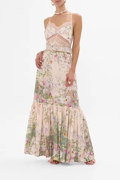 Camilla Skirt With Deep Hem Frill And Belt Palacio Playground In Pink