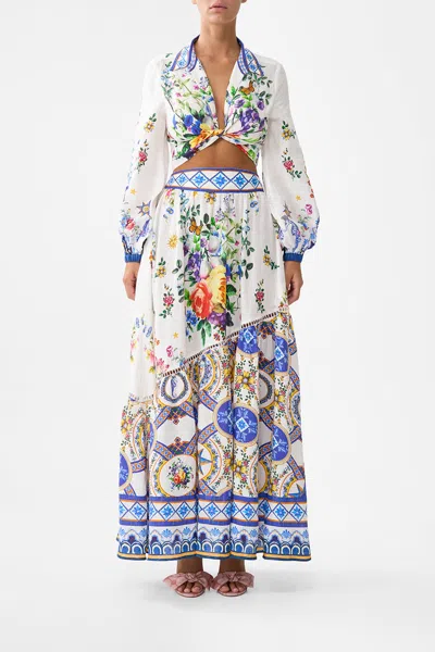 Camilla Skirt With Shaped Seam Tiles Darls In Multi