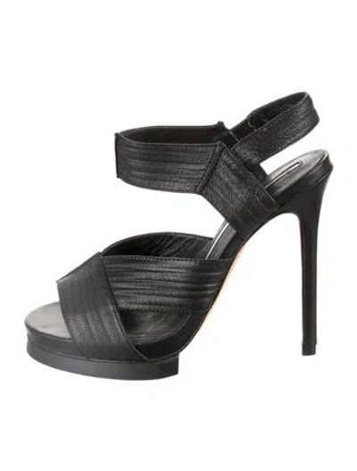 Pre-owned Camilla Skovgaard Leather Slingback Sandals In Black