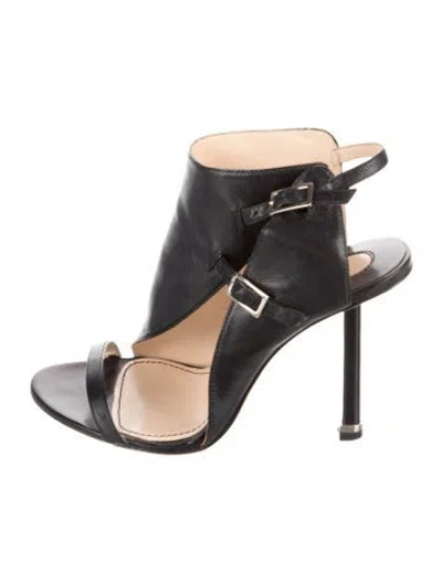 Pre-owned Camilla Skovgaard Leather Slingback Sandals In Black