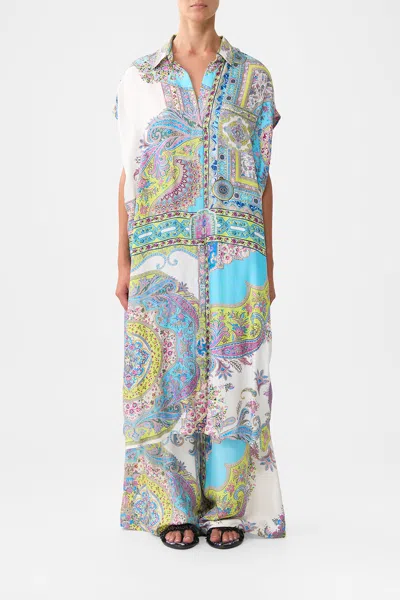 Camilla Sleeveless Shirtdress Magic Carpet Ride In Multi