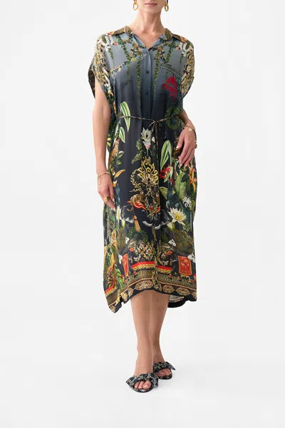 Camilla Sleeveless Shirtdress Ready For My Welcome Drink In Black