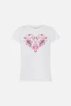 Camilla Slim Fit Round Neck T-shirt - White/ Pink Botanical Novella