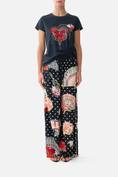 Camilla Slim Fit Round Neck T-shirt - Black Daughters Of Duende In Blue