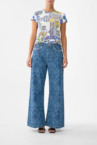 Camilla Slim Fit Round Neck T-shirt España Nirvana In Blue