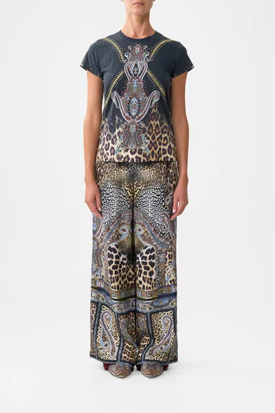 Camilla Slim Fit Round Neck T-shirt Istanbul Animalia In Multi