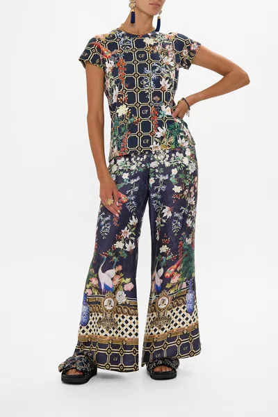 Camilla Slim Fit Round Neck T-shirt - Multi Palacio Poetry In Blue