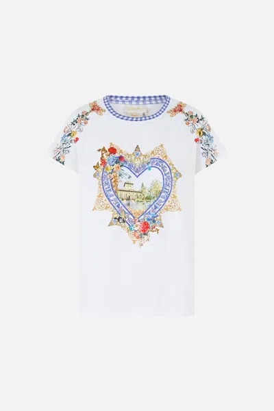 Camilla Slim Fit Round Neck T-shirt The Pottery Parlour In White